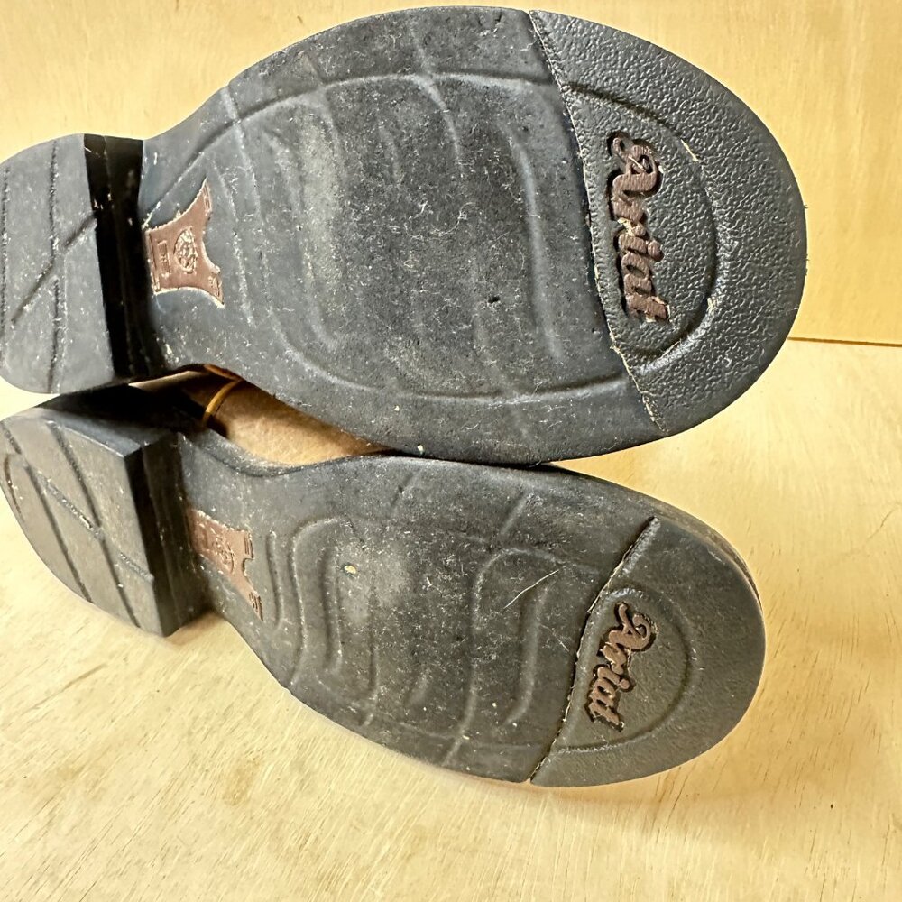 Ariat Womens Leather Western Boots US 8.5B Brown Embroidered Design Pull-On Work - Picture 8 of 11